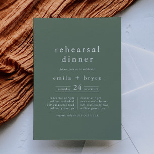 EMELIA Simple Modern Sage Rustic Rehearsal Dinner Invitation