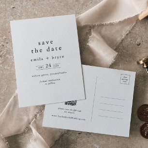 EMELIA Unique Neutral Rustic Wedding Save the Date Invitation Postcard