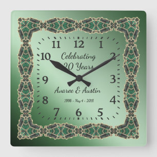 Emerald 20th Anniversary Square Wall Clock