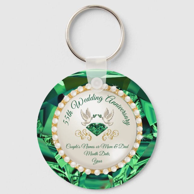 Emerald, 55th Anniversary Party Ideas, Cheap Keychain (Front)