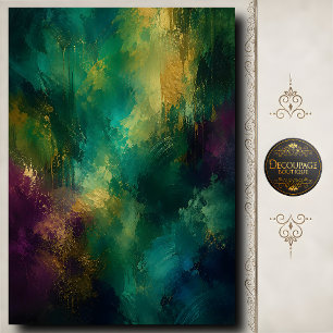 Emerald Abstract Decoupage Jewel Tone Artwork Tissue Paper