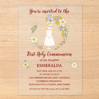 Emerald Acrylic Communion Invitation