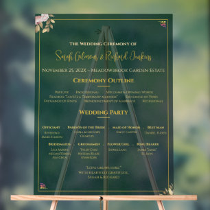 Emerald Acrylic Wedding Program – Minimalist Luxe Sign