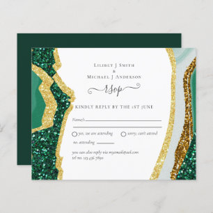 Emerald Agate Gold Wedding RSVP Budget