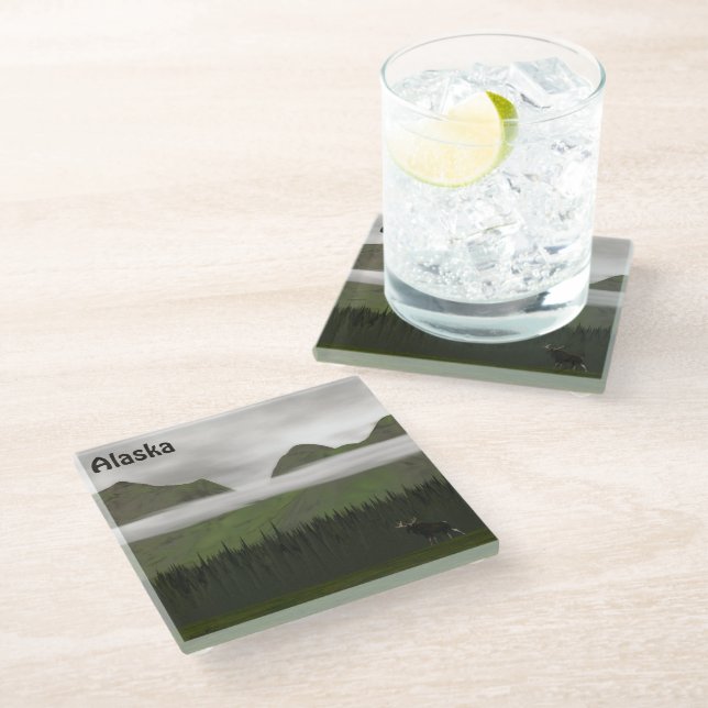 Emerald Alaska Glass Coaster (Angled)