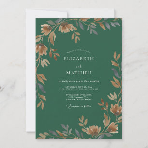 Emerald Amber Foliage Eucalyptus Wedding Invitation