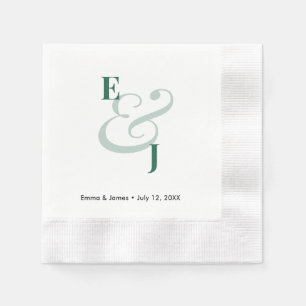 Emerald Ampersand Custom Cocktail Napkin