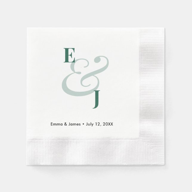 Emerald Ampersand | Custom Cocktail Napkin (Front)
