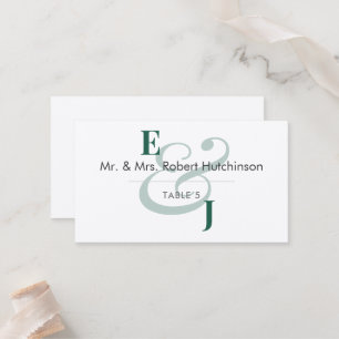 Emerald Ampersand Wedding Flat Table Seating Place Card