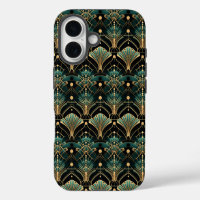 Emerald and Gold Art Deco-inspired Fan