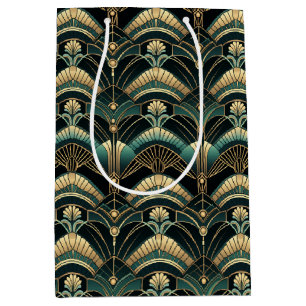 Emerald and Gold Art Deco Themed Medium Gift Bag