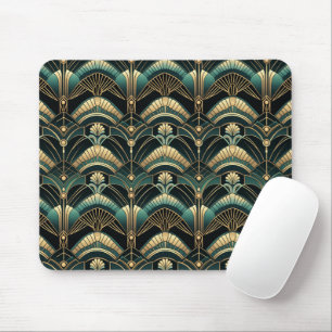 Emerald and Gold Art Deco Themed Mouse Pad