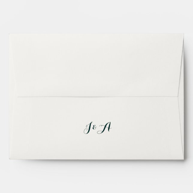 Emerald and Gold Art Deco Wedding Envelope (Back (Top Flap))