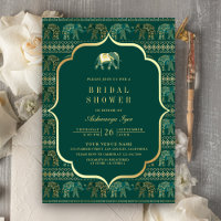 Emerald and Gold Elephant Indian Bridal Shower