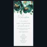 Emerald and Gold Florals Wedding Program<br><div class="desc">Elegant Emerald and Gold Florals Fall Wedding Program.  Available digitally and printed. Beautiful flowers decorate the top on the front. Welcome I’d in a non-editable script. The rest of the text on both sides can be easily personalised.</div>