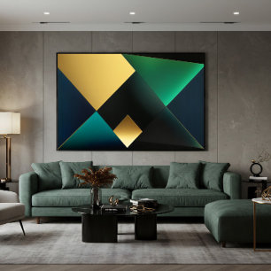 Emerald and Gold Geometric Harmony Canvas Print