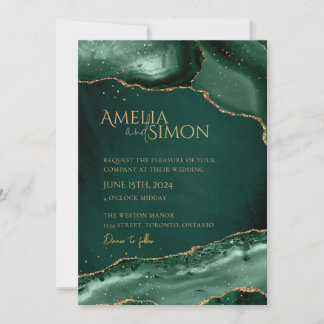 Emerald and Gold Left Dark Invitation