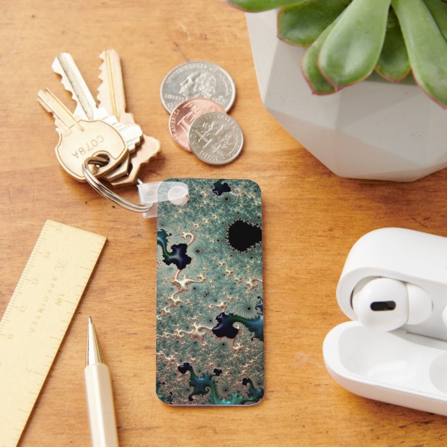 Emerald and Gold Mandelbrot  Keychain (Desk)