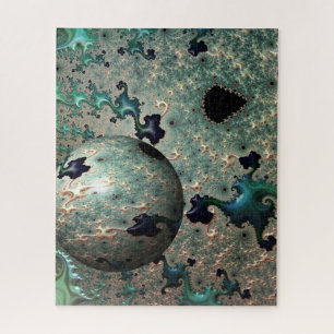 Emerald and Gold Mandelbrot with Sphere Puzzle