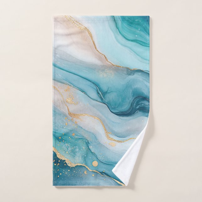 Emerald and Gold Marble Elegance Hand Towel (Hand Towel)