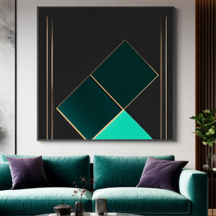 Emerald and Gold Minimalism Canvas Print