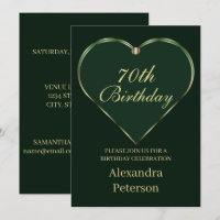 Emerald And Gold Minimalist Heart Birthday