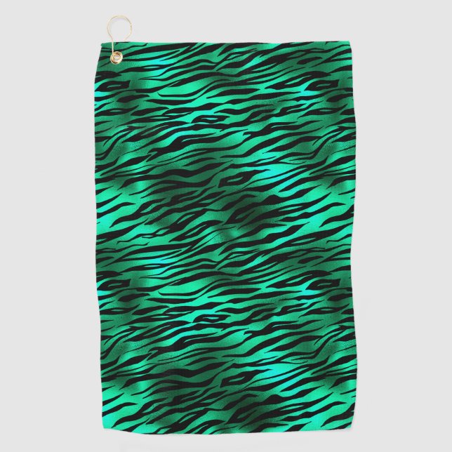 Emerald and Gold Safari Series Design 10 Golf Towel (Front)