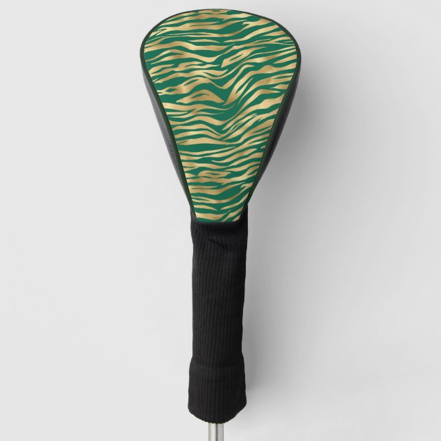 Emerald and Gold Safari Series Design 2 Golf Head Cover (Front)