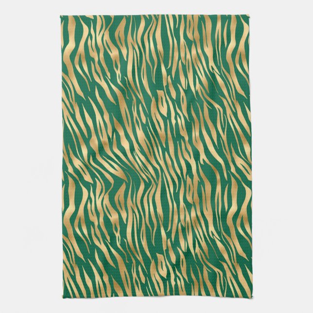 Emerald and Gold Safari Series Design 2 Kitchen Towel (Vertical)