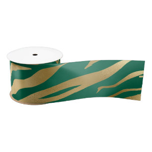 Emerald and Gold Safari Series Design 2 Satin Ribbon