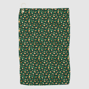 Emerald and Gold Safari Series Design 3 Golf Towel