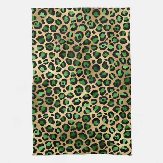 Emerald and Gold Safari Series Design 8 Kitchen Towel (Vertical)