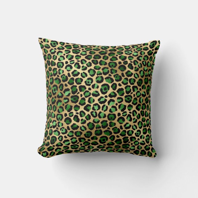 Emerald and Gold Safari Series Design 8 Throw Pillow (Front)