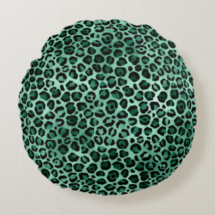 Emerald and Gold Safari Series Design 9 Round Pillow