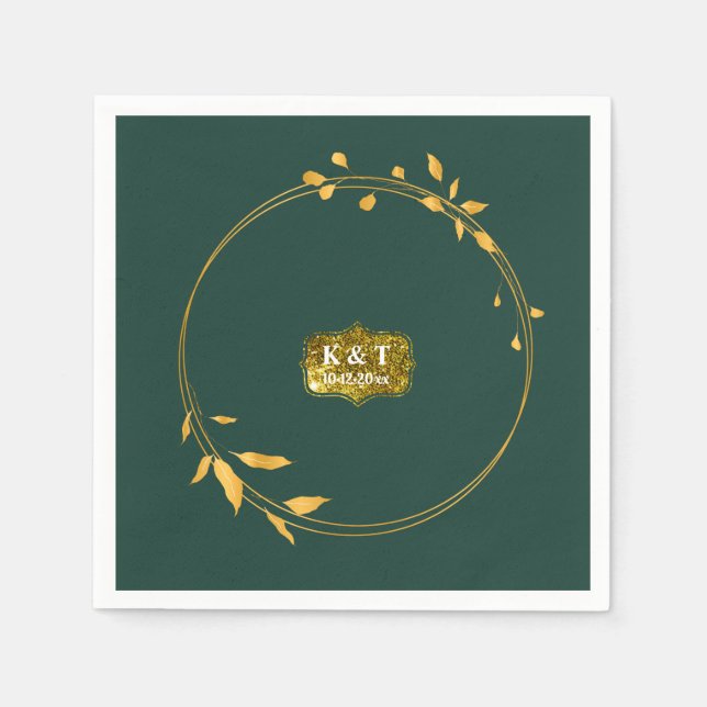 Emerald and Gold Simple Wreath  Napkin (Front)