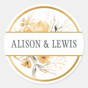 Emerald and Gold Spring Wedding  Classic Round Sticker