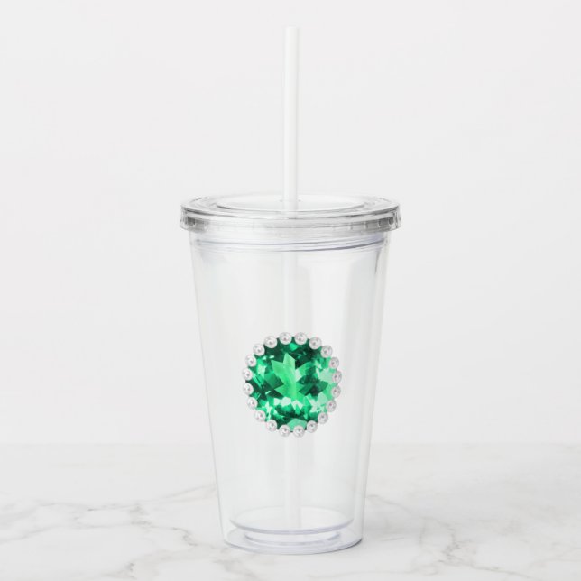 Emerald and Pearls Acrylic Tumbler (Front)