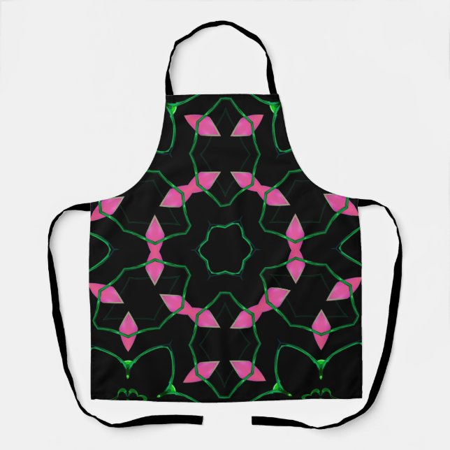 Emerald and Pink Kaleidoscope Apron (Front)