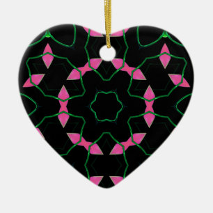 Emerald and Pink Kaleidoscope  Ceramic Ornament