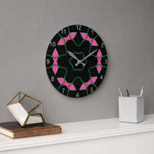 Emerald and Pink Kaleidoscope Large Clock