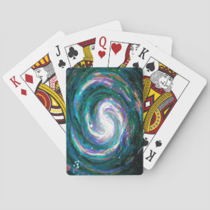 Emerald and Purple Galaxy Playing Cards
