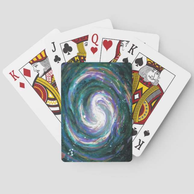 Emerald and Purple Galaxy Playing Cards (Back)