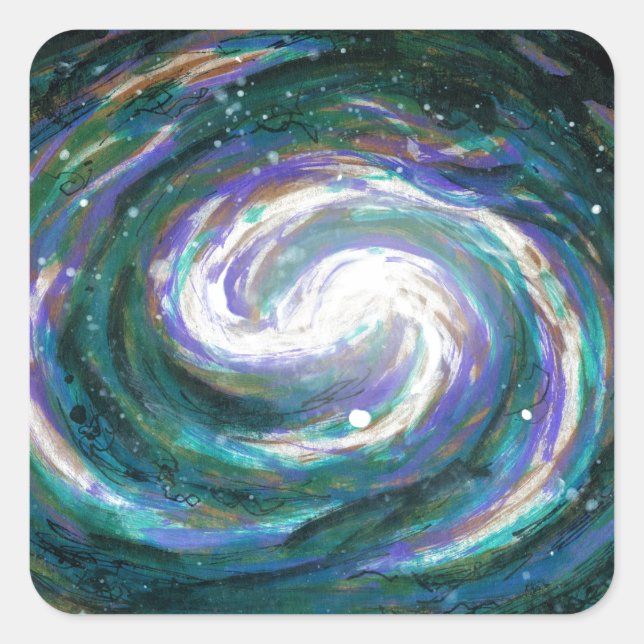 Emerald and Purple Galaxy Square Sticker (Front)