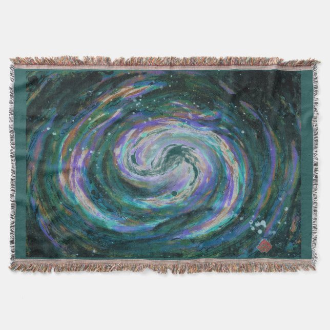 Emerald and Purple Galaxy Throw Blanket (Front)