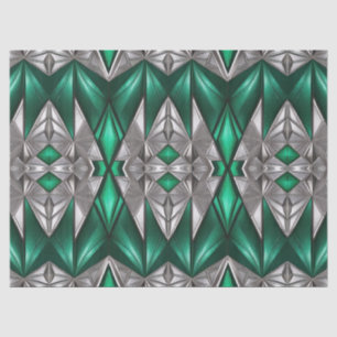 Emerald and Silver Modern Pattern Decoupage Tissue Paper