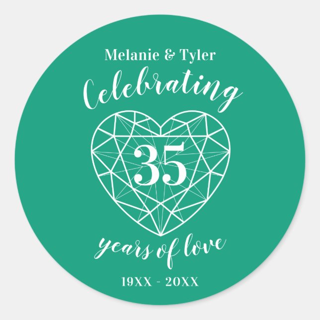 Emerald anniversary 35 years of love stickers (Front)