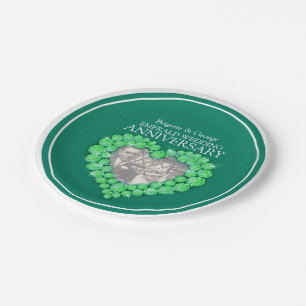 Emerald Anniversary photo heart paper plate
