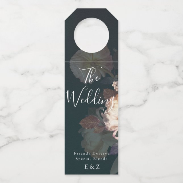 Emerald Antique Vintage Wedding Bottle Tag (Front)