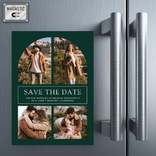 Emerald Arch Photo Collage Wedding Save the Date Magnetic Invitation