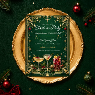 Emerald Art Deco Christmas Party Invitation
